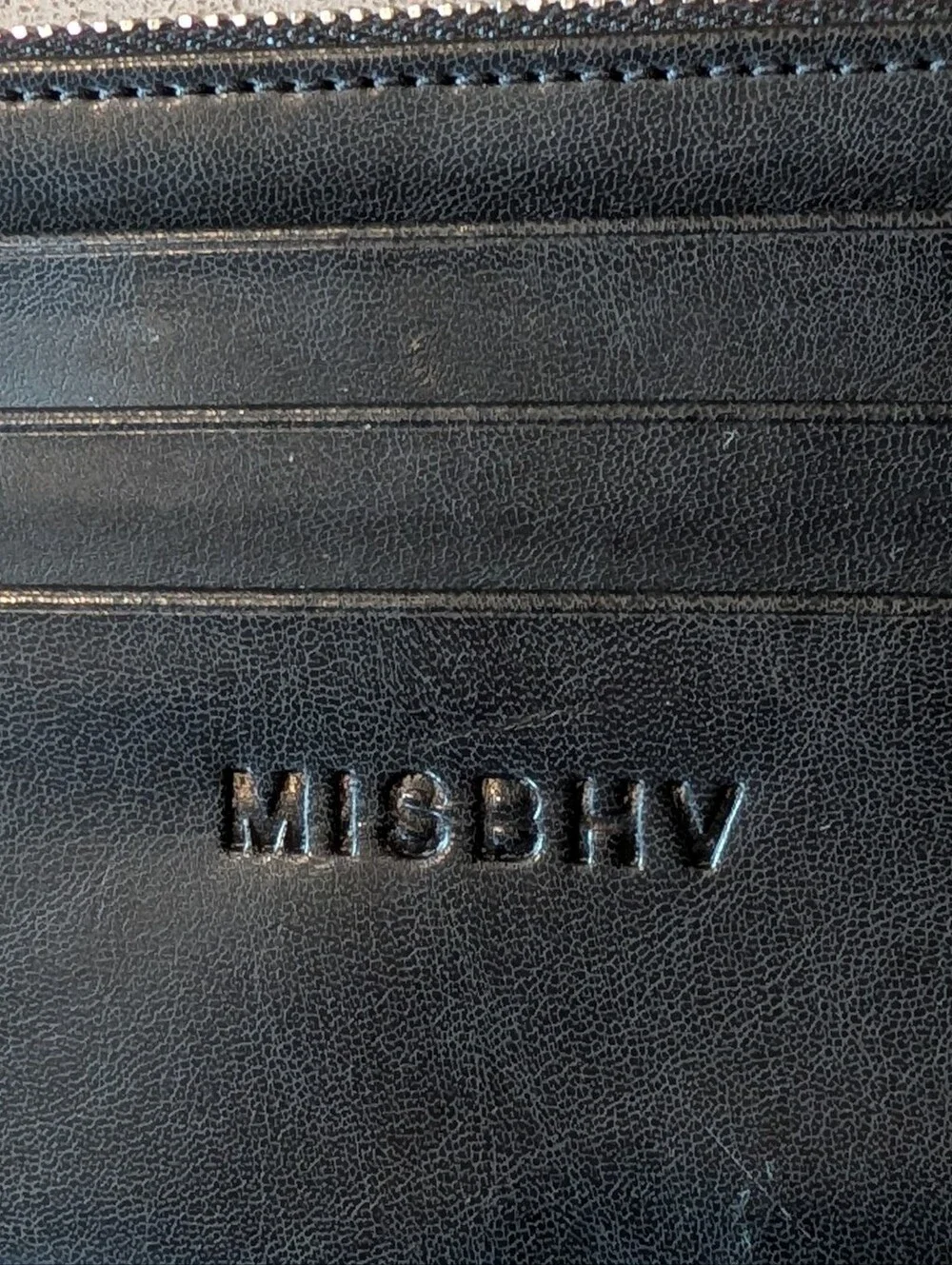 MISBHV Black Jacquard Monogram Zip Card Holder in Black and Cream